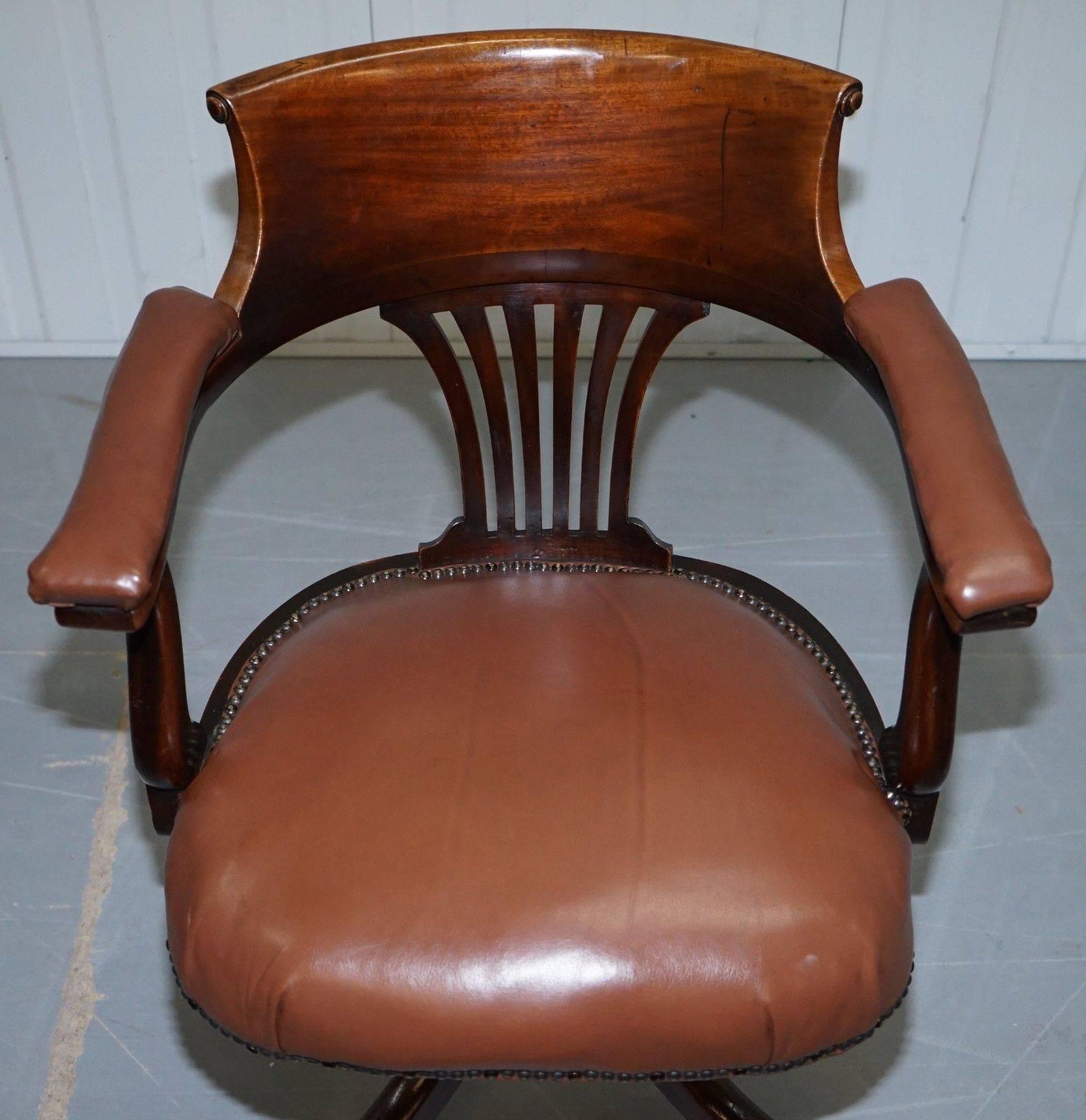 brown leather chair office