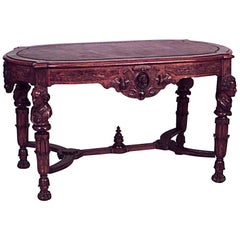 American Victorian Burl Walnut Center Table