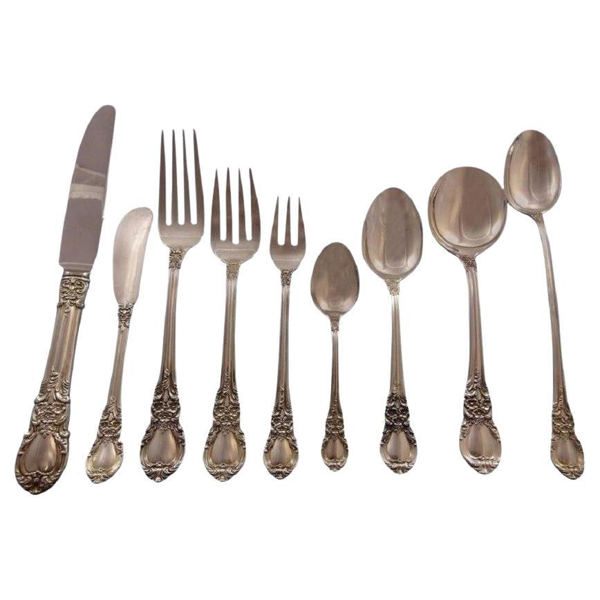 American Victorian by Lunt Sterling Silver Flatware Set 12 Service 115 Pieces For Sale