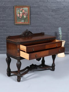 American Victorian Carved Mahogany Buffet Server / Sideboard