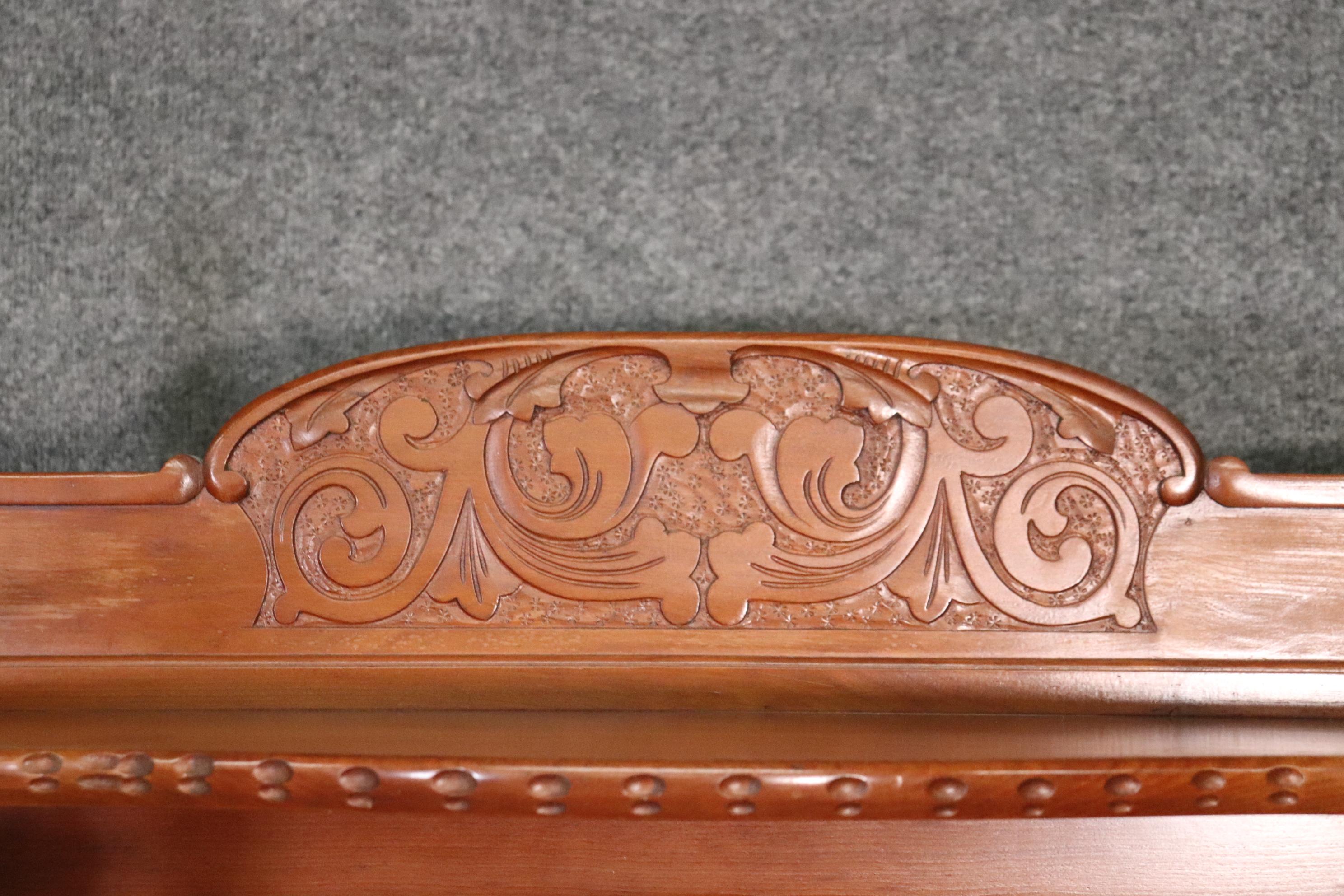 American Victorian Carved Oak Secretary Desk Circa 1890s 7