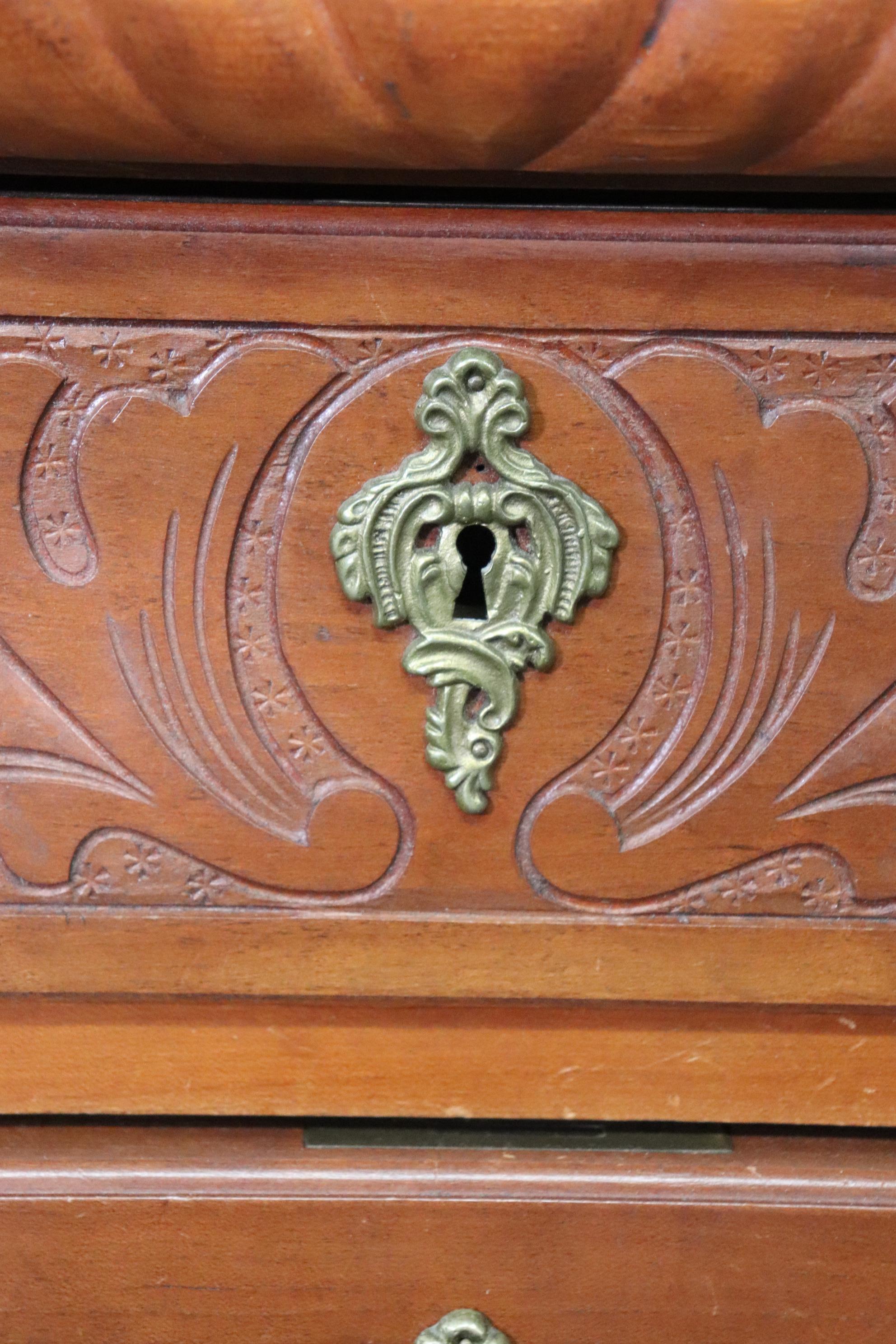 American Victorian Carved Oak Secretary Desk Circa 1890s 13