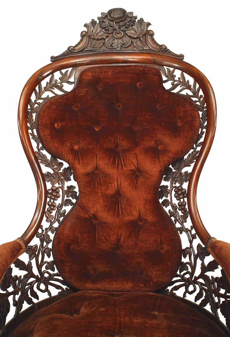 Viktorianischer Berg√©re-Sessel aus Palisanderholz mit Gürtel von John Henry (amerikanisch) im Angebot