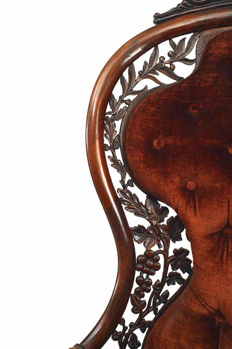 Viktorianischer Berg√©re-Sessel aus Palisanderholz mit Gürtel von John Henry im Zustand „Gut“ im Angebot in New York, NY