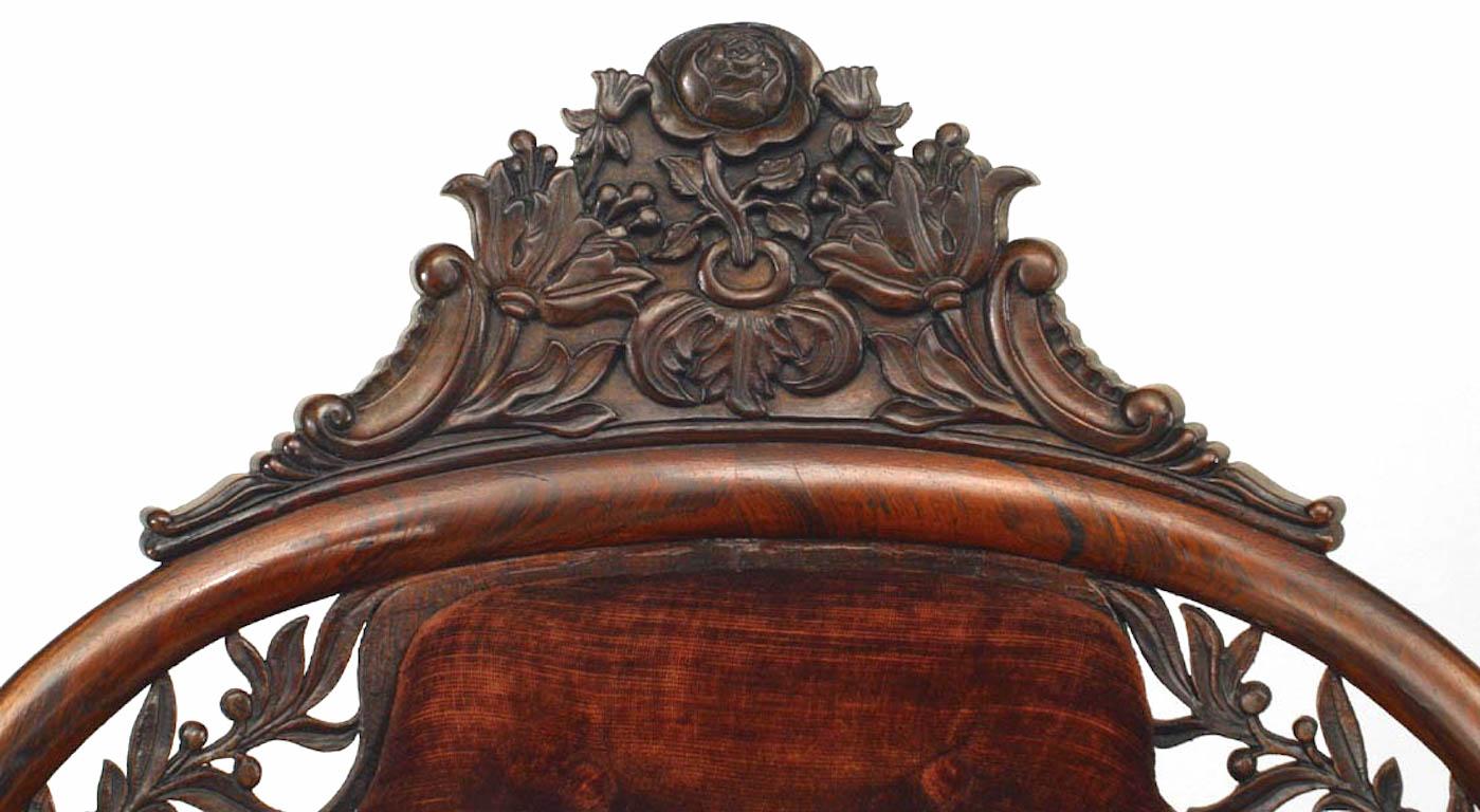 American John Henry Belter Victorian Rosewood Berg√©re Arm Chair For Sale