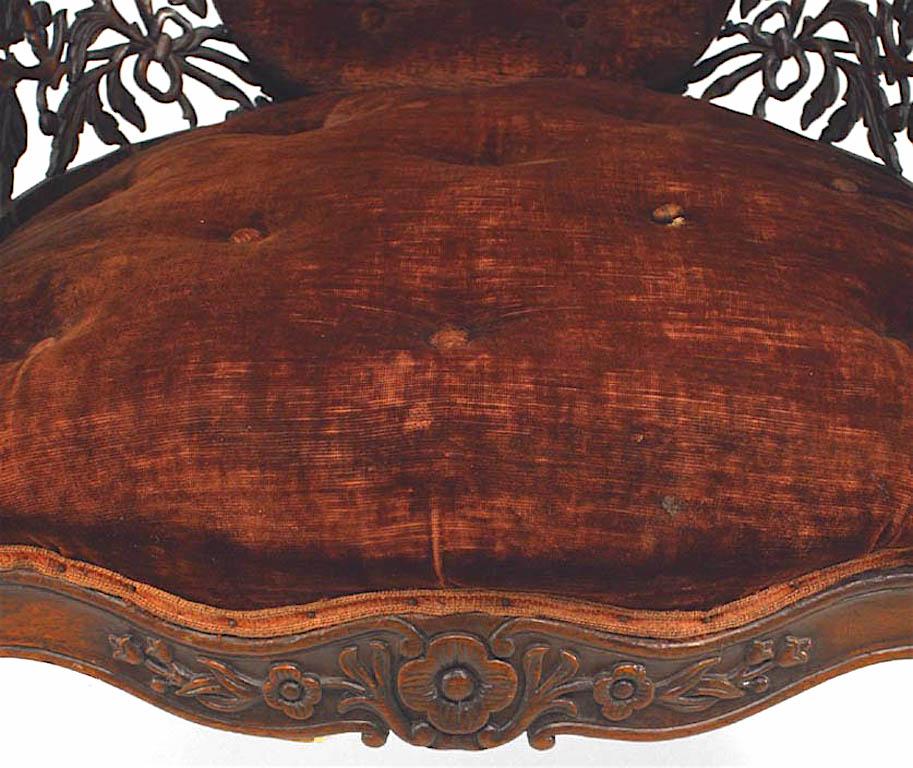 Viktorianischer Berg√©re-Sessel aus Palisanderholz mit Gürtel von John Henry (Samt) im Angebot