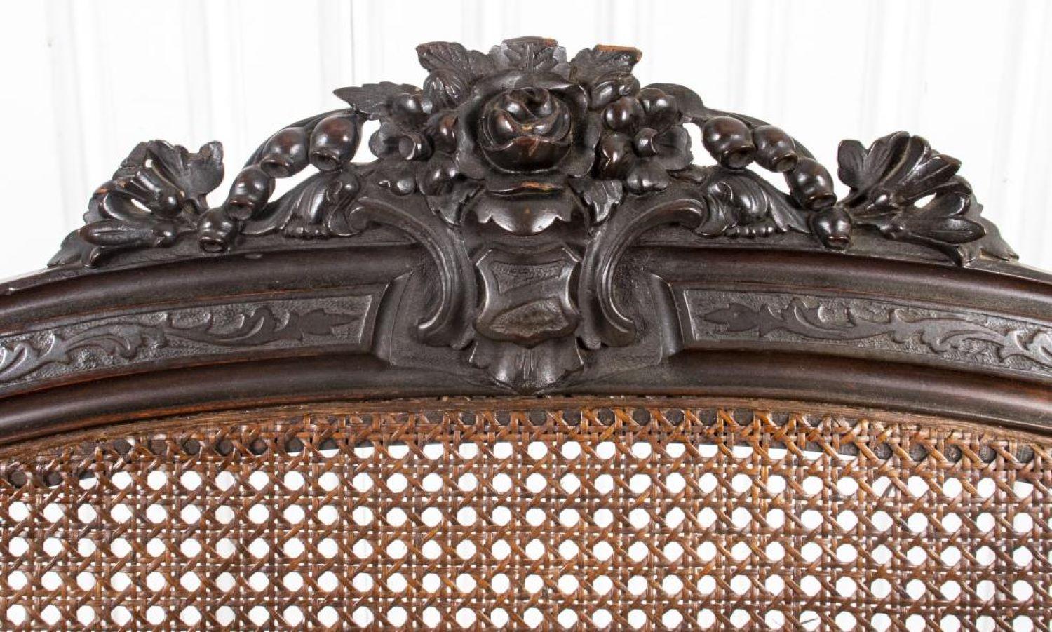 American Victorian Carved Wood Caned Settee 3