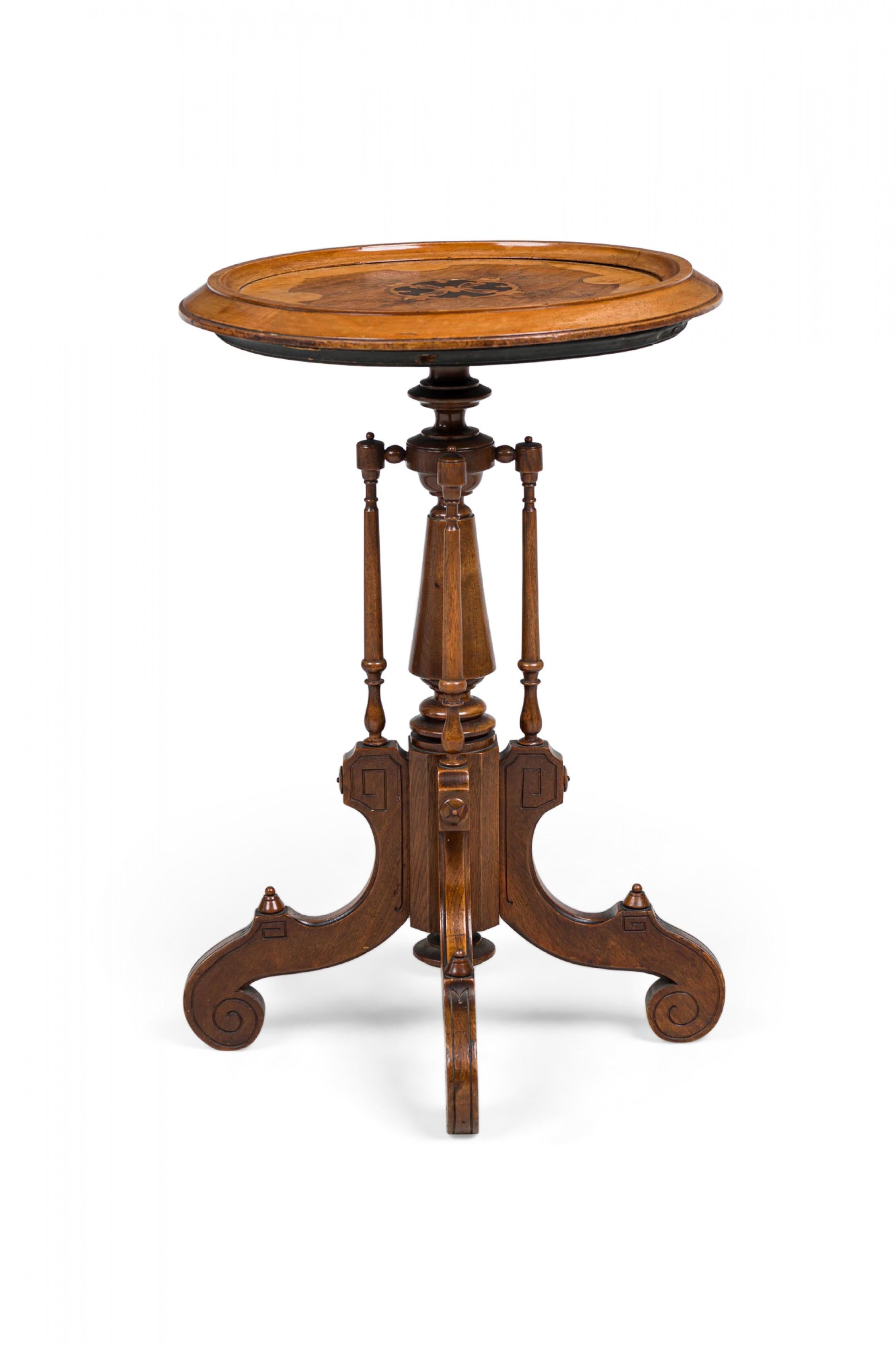 American Victorian Circular Carved Wood Plant Stand/Side Table For Sale 1