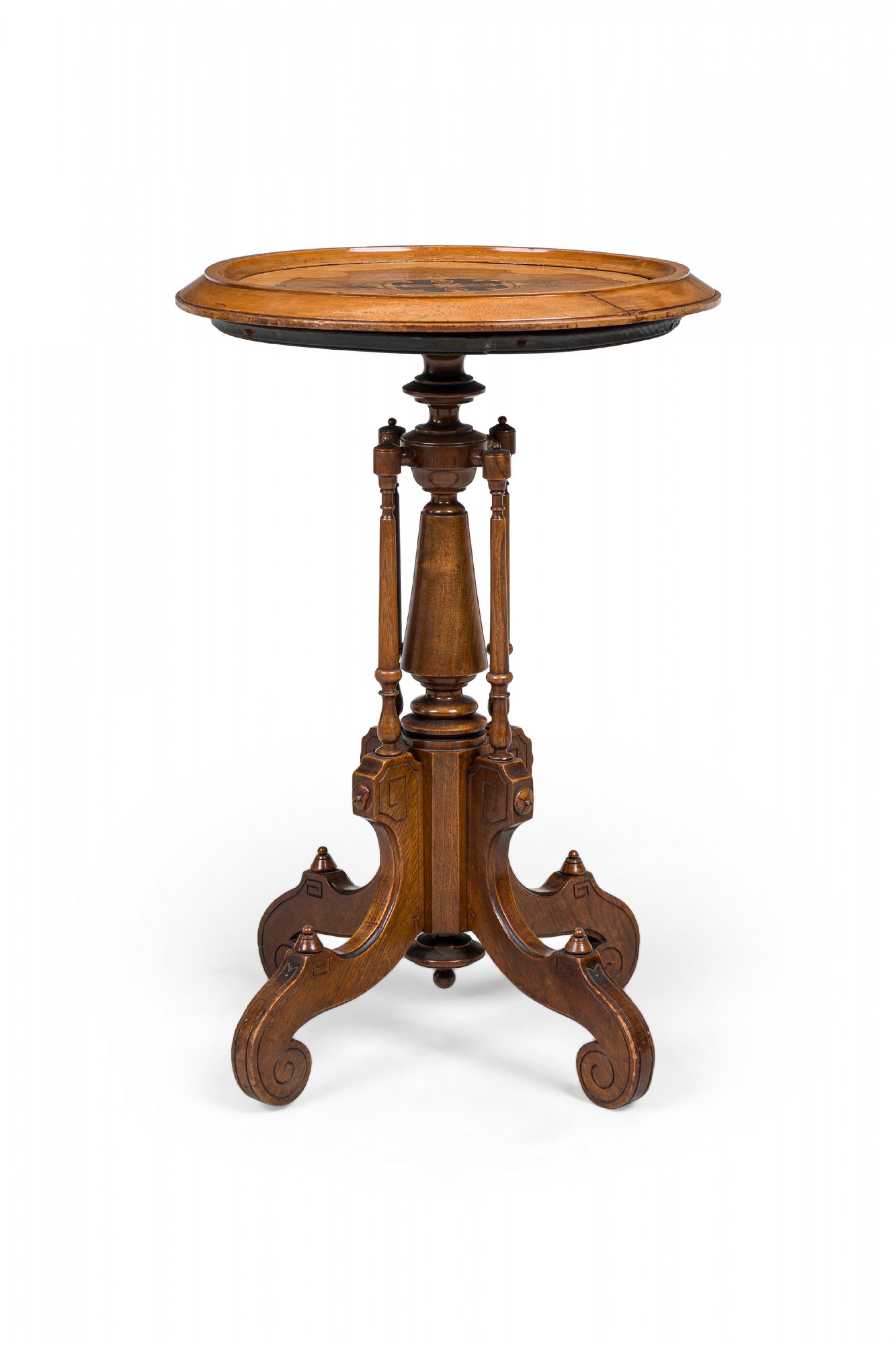 American Victorian Circular Carved Wood Plant Stand/Side Table For Sale 2