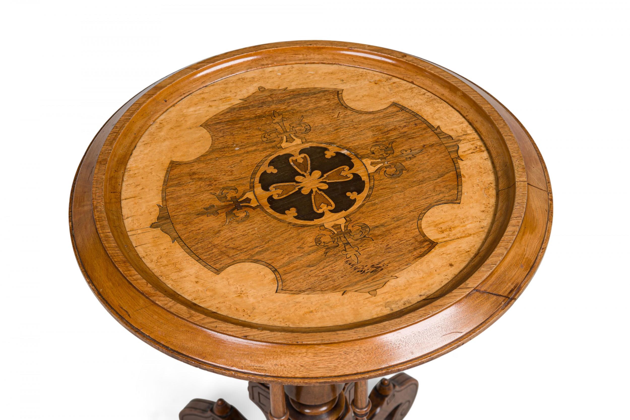 American Victorian Circular Carved Wood Plant Stand/Side Table For Sale 3