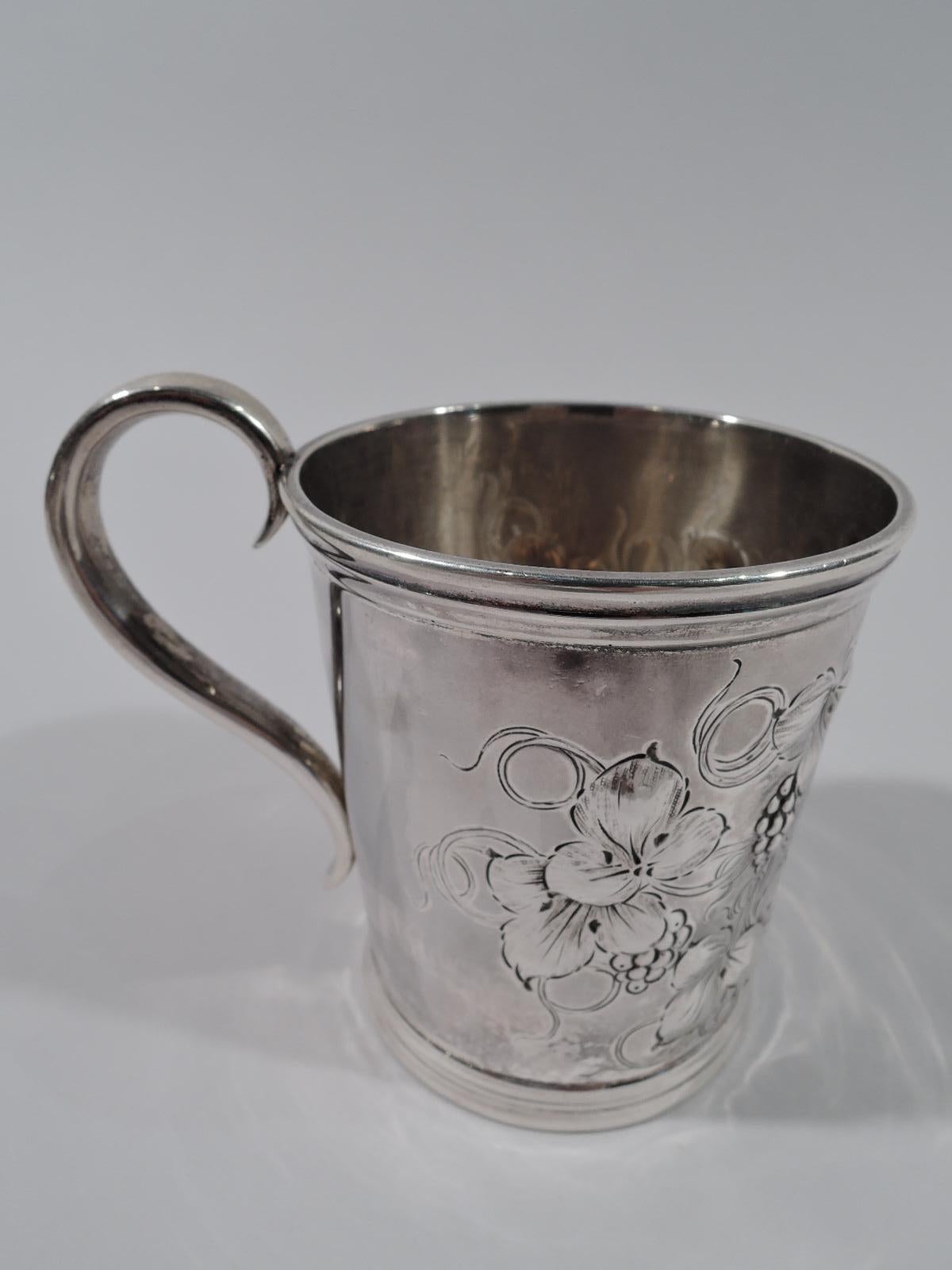 American Classical American Victorian Classical Coin Silver Leaf & Berry Baby Cup