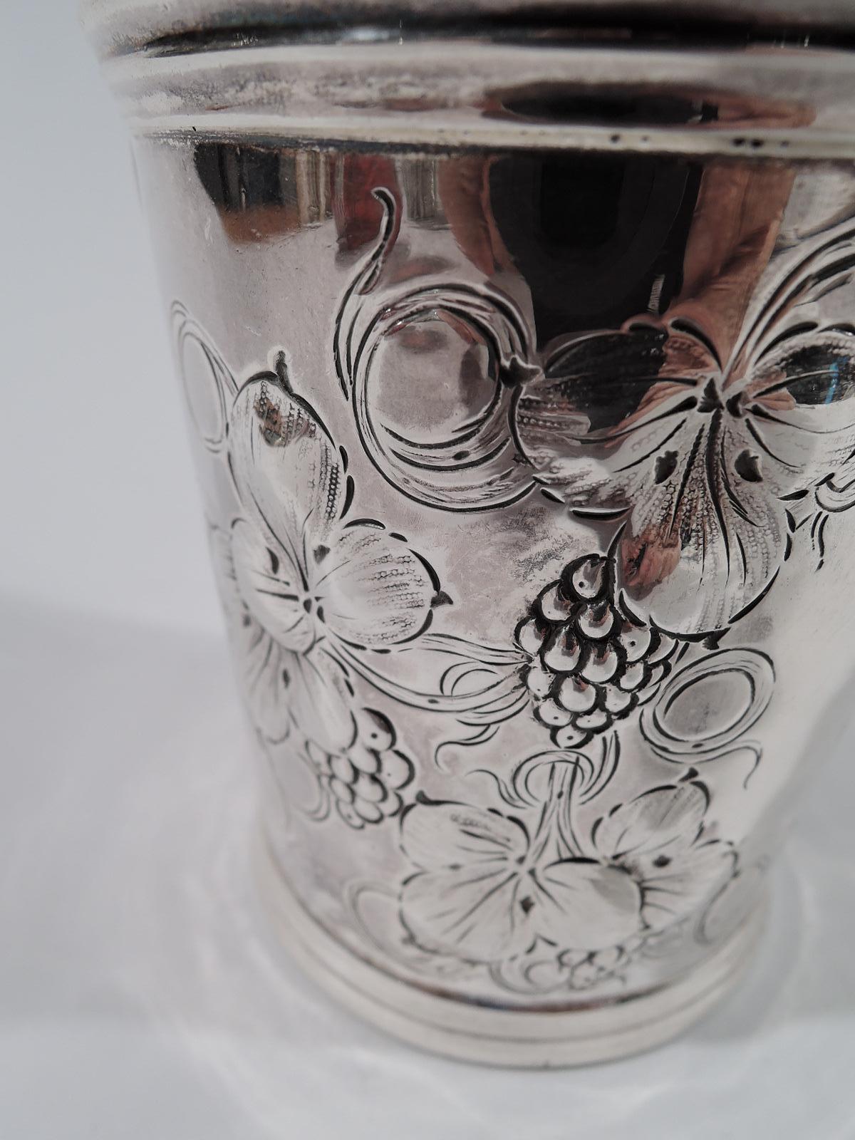 19th Century American Victorian Classical Coin Silver Leaf & Berry Baby Cup