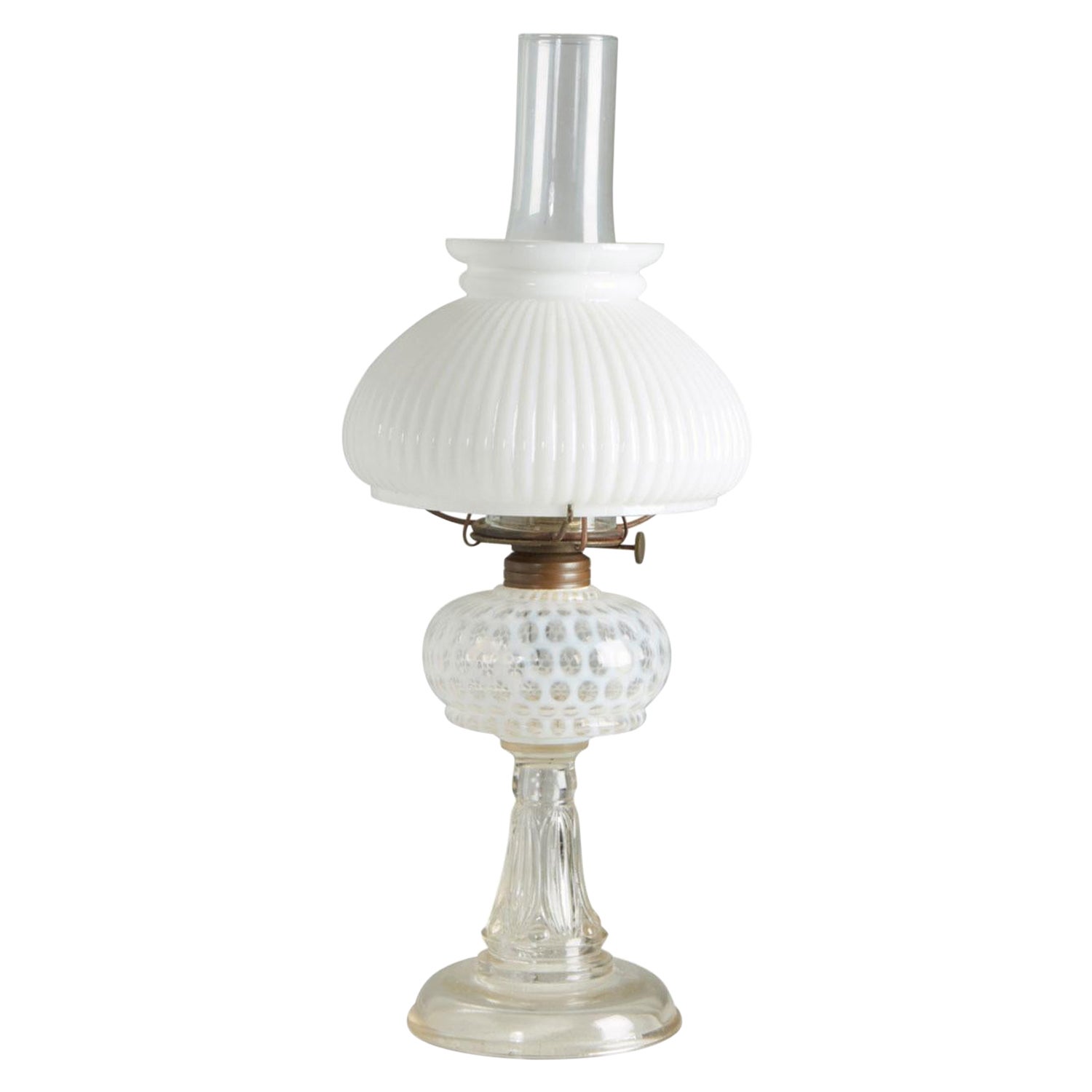 American Victorian Clear and Milk Glass Table Lamp