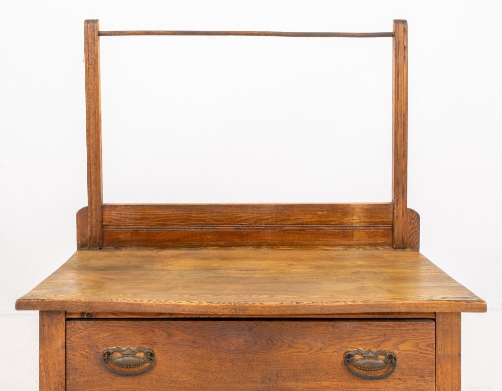 19th Century American Victorian Country Oak Wash Stand