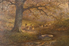 Pittura ad olio americana vittoriana su cervo