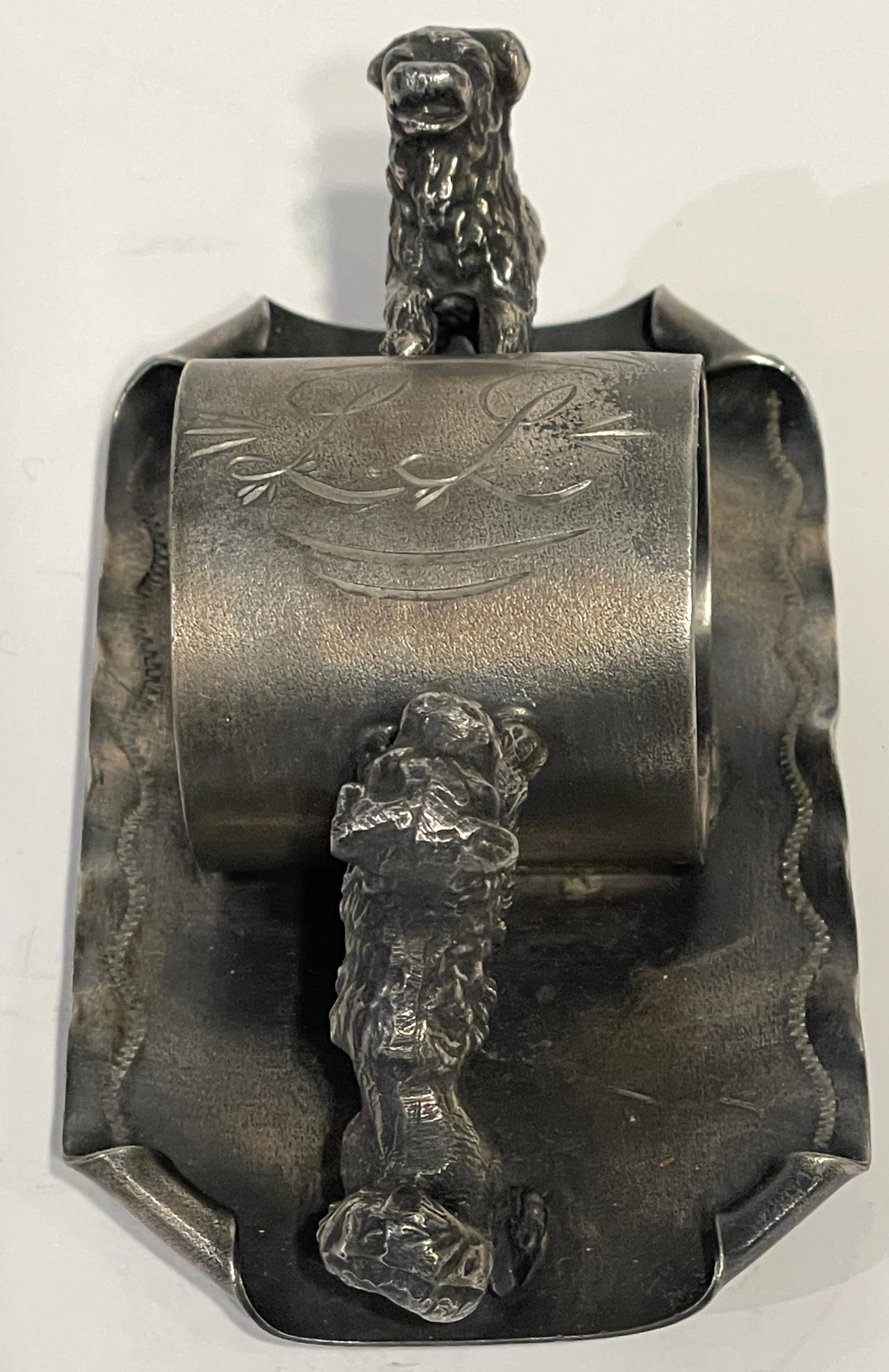 Silver Plate American Victorian 'Double Dog' Silverplated Figural Napkin Ring, Circa 1890  For Sale