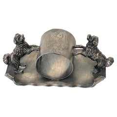 American Victorian 'Double Dog' Silverplated Figural Napkin Ring, Circa 1890 