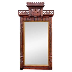 American Victorian Eastlake Antique Walnut Hall Mirror