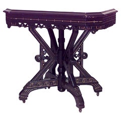 American Victorian Eastlake Ebonized and Marble Table