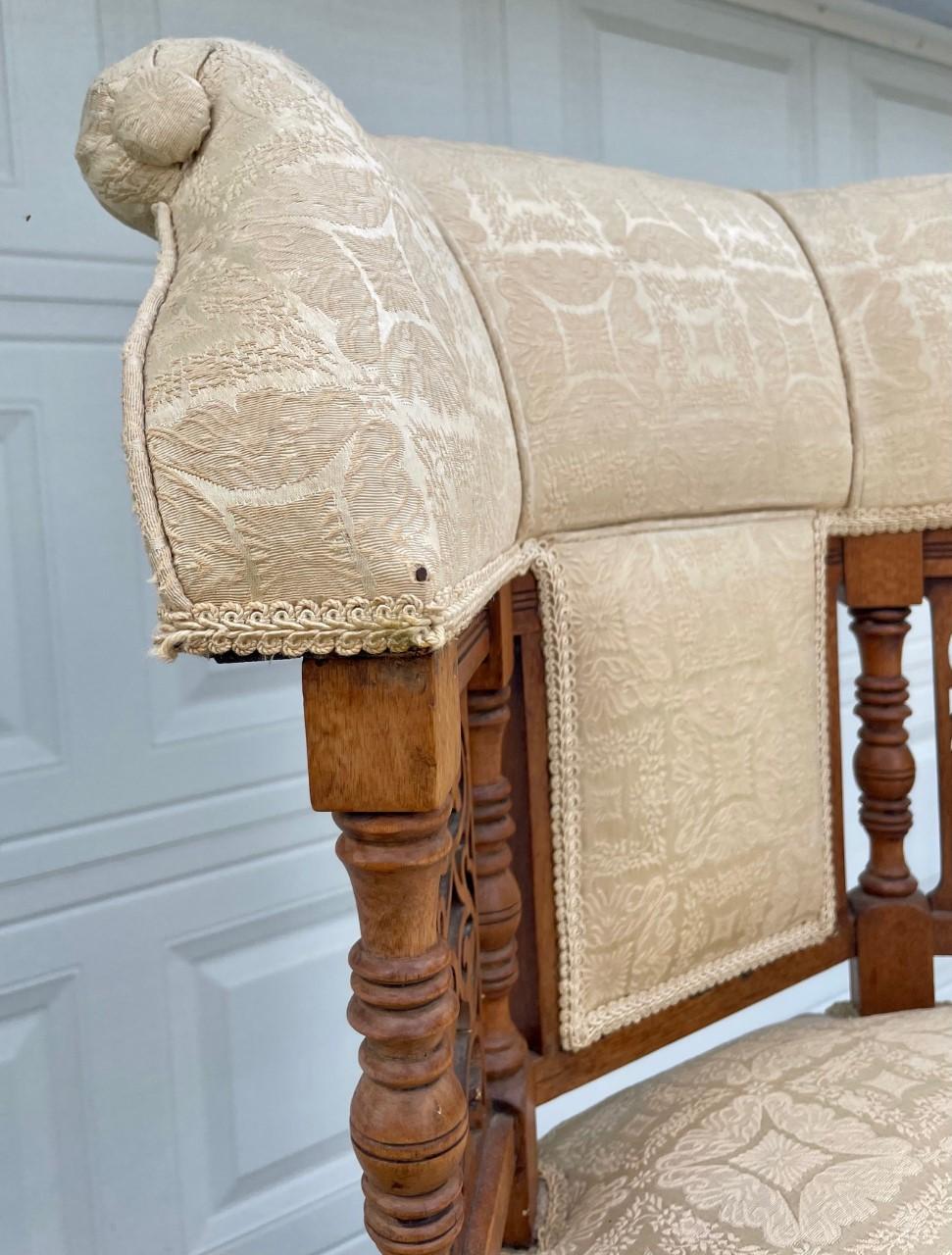 Wood American Victorian Eastlake Upholstered Chair, 19th Century For Sale
