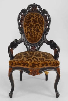 American Victorian Velvet Arm Chair