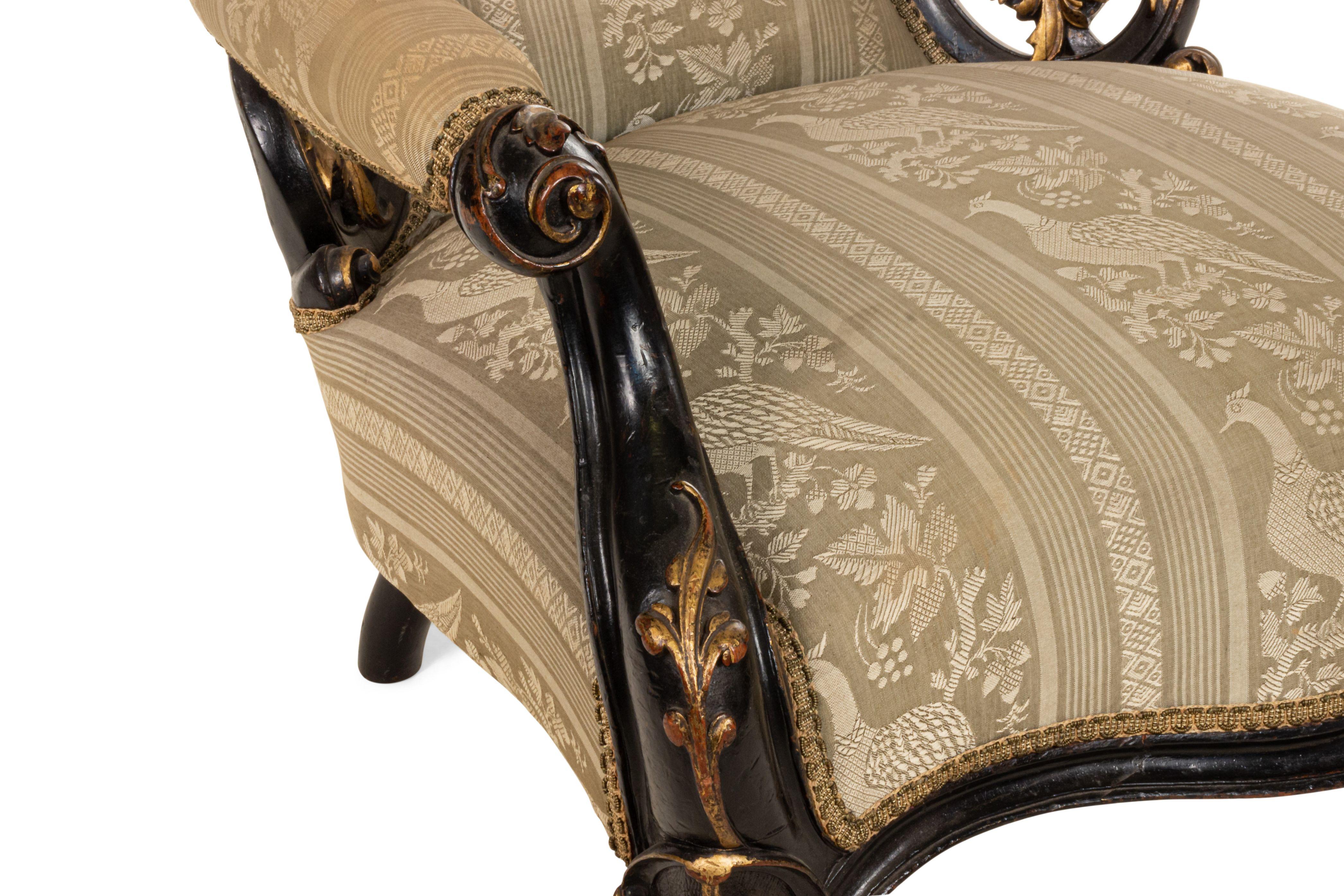 Gold American Victorian Ebonized Arm Chair For Sale