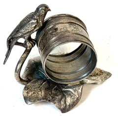American Victorian Figural Silver-Plated Bird & Leaf Napkin Ring, by Meriden