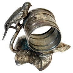 American Victorian Figural Silver-Plated Bird & Leaf Napkin Ring, by Meriden