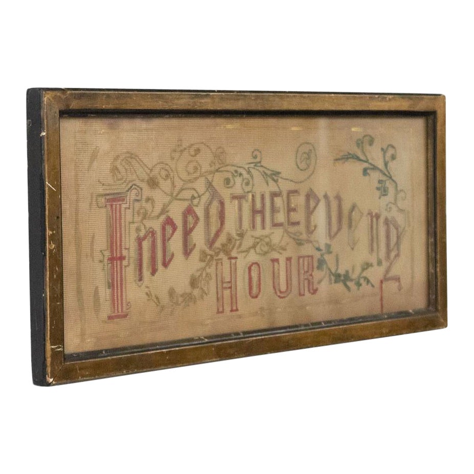American Victorian Framed Embroidery Motto For Sale