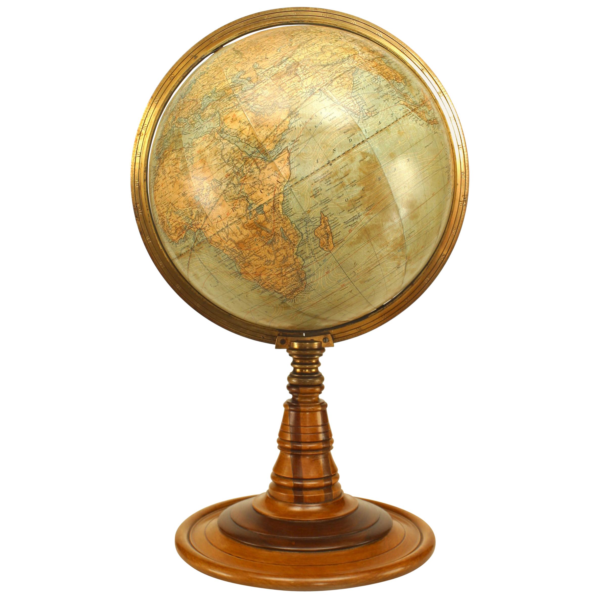 American Victorian Brass Meridian Globe