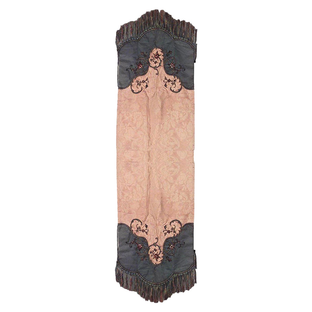Runner da tavola vittoriano American Velvet in damasco dorato e velluto verde