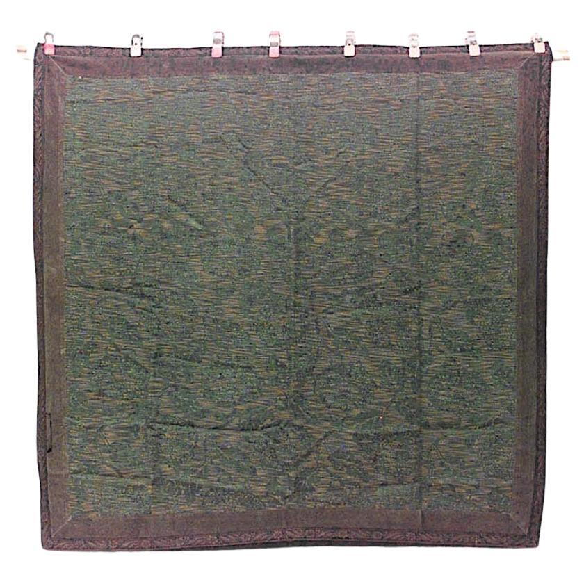 American Victorian Green Floral Silk Table Cover