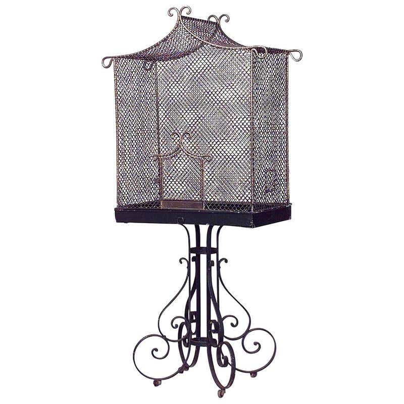 American Art Deco Bird Cage on Stand by Hendryx For Sale at 1stDibs