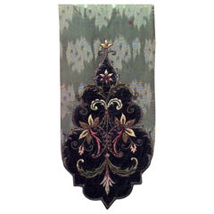 American Victorian Green Silk and Velvet Table Runner