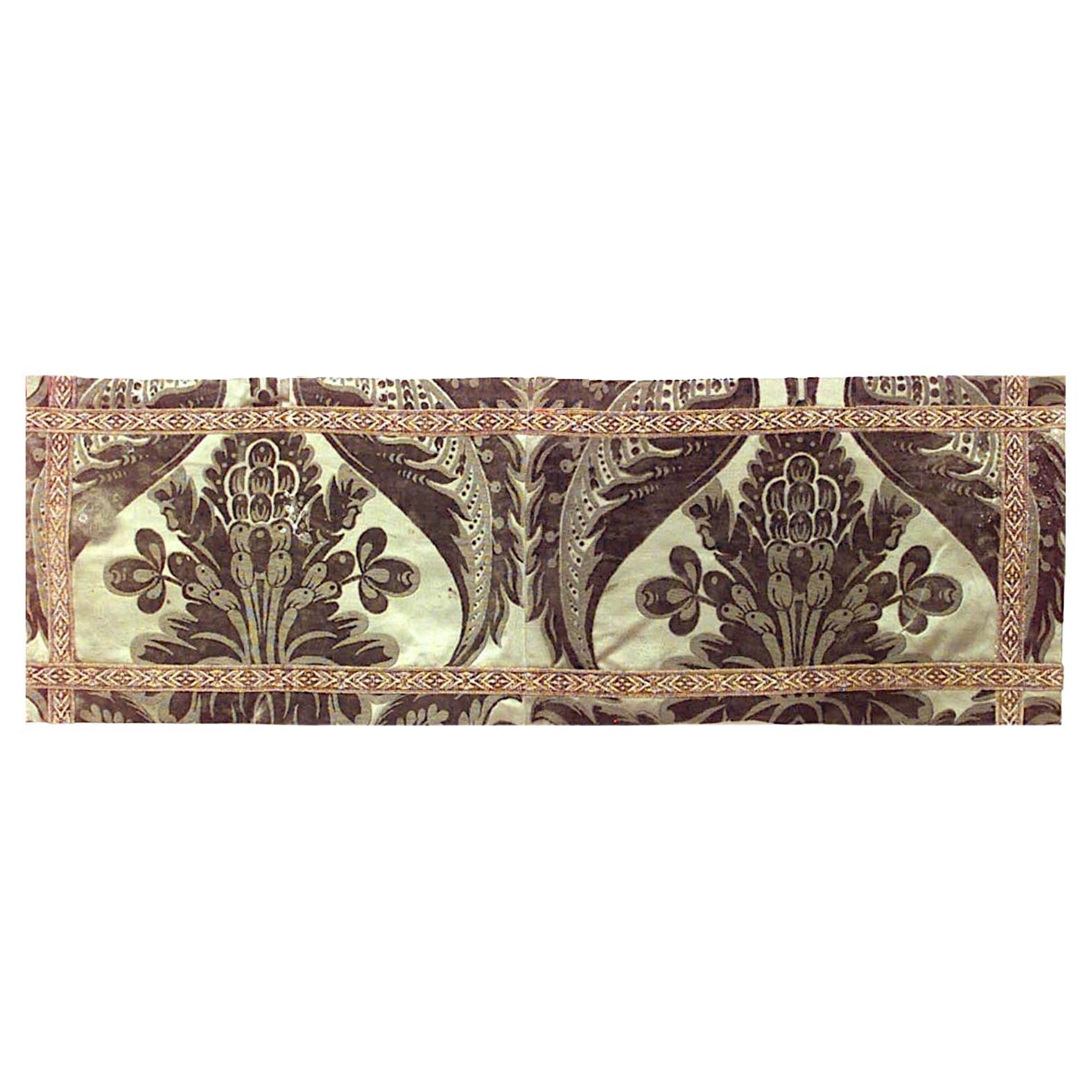 American Victorian Green Silk and Velvet Table Runner