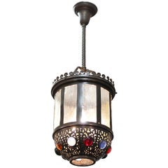 American Victorian Hallway Chandelier with Multi-Colored Jewels