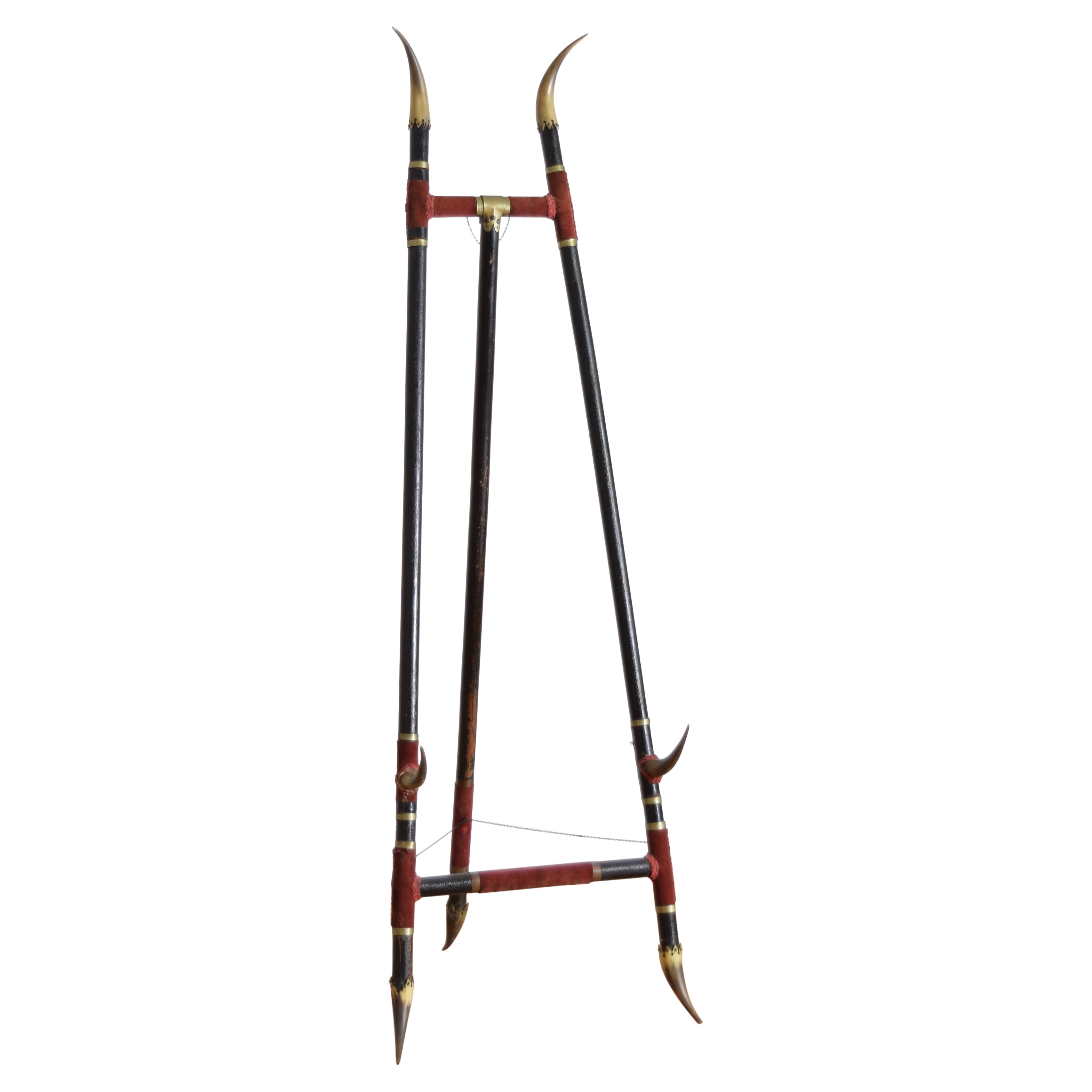 American, Victorian, Horn, Brass, Velvet, & Ebonized Wood Easel, ca. 1875 en vente