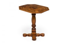American Victorian Inlaid Wooden Octagonal Side Table