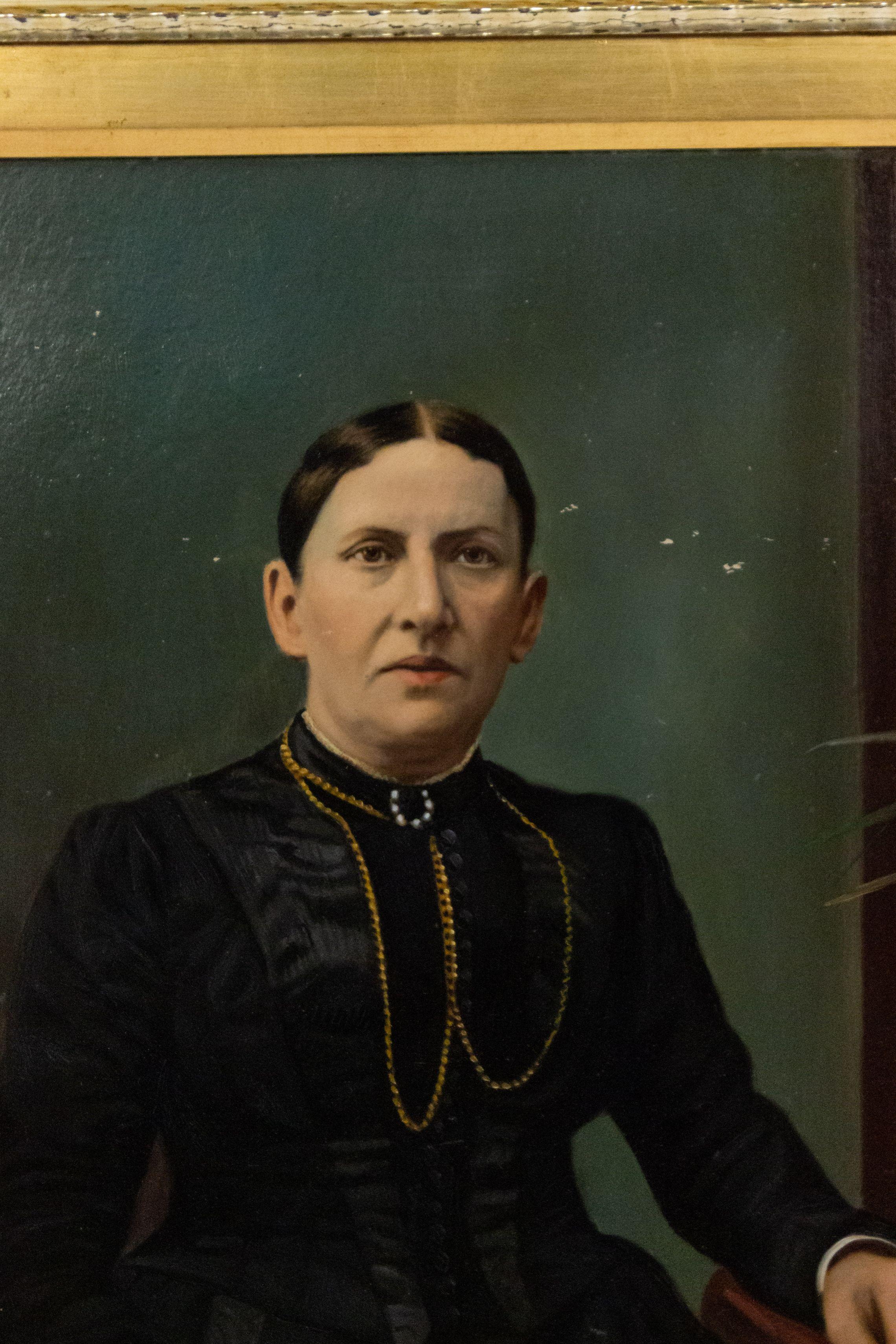 XIXe siècle Portrait d'une dame victorienne américaine en noir en vente