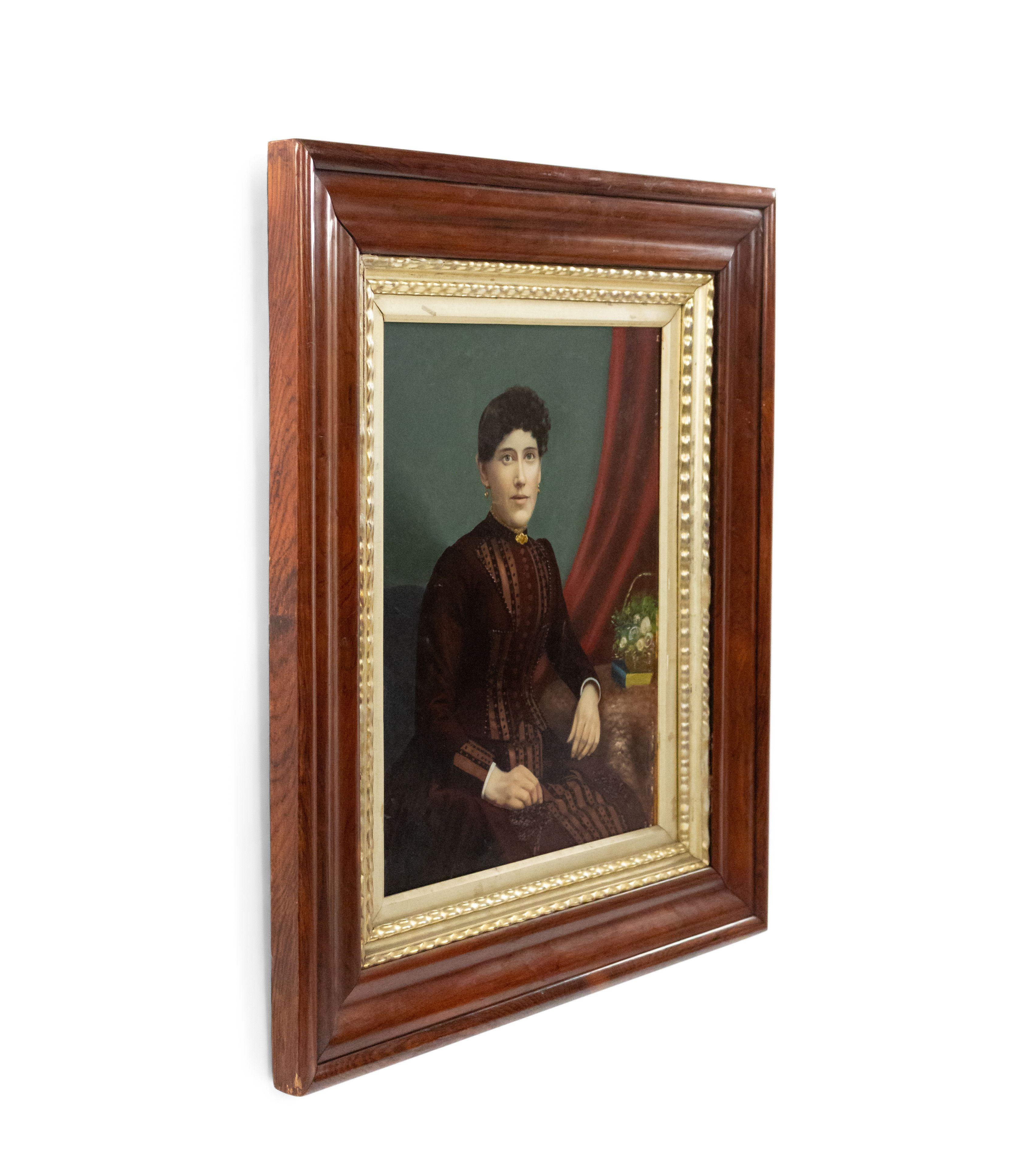 Doré Portrait victorien américain d'une dame en brun en vente