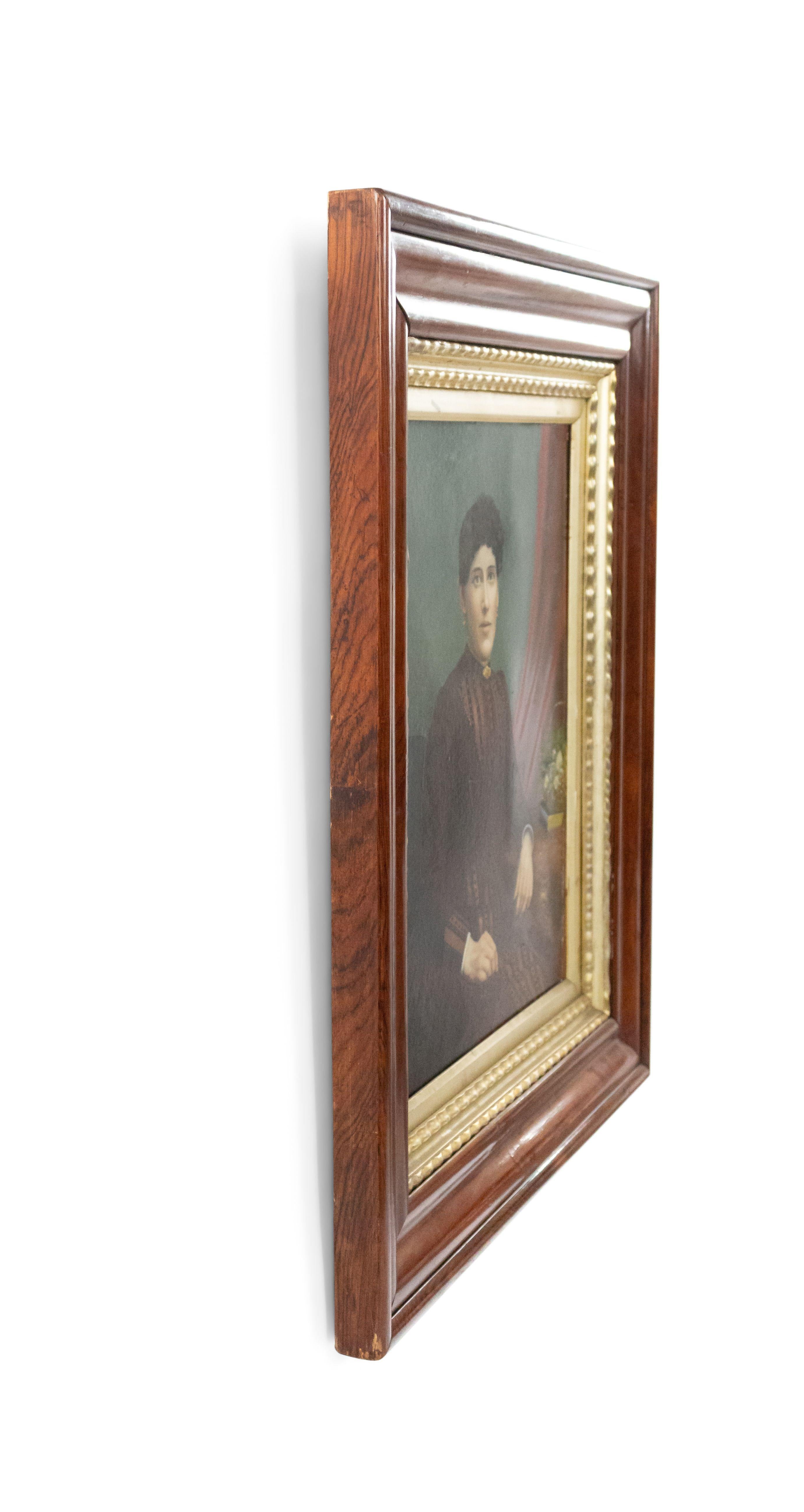 Portrait victorien américain d'une dame en brun Bon état - En vente à Queens, NY