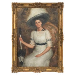 American Victorian Lady in White Portrait