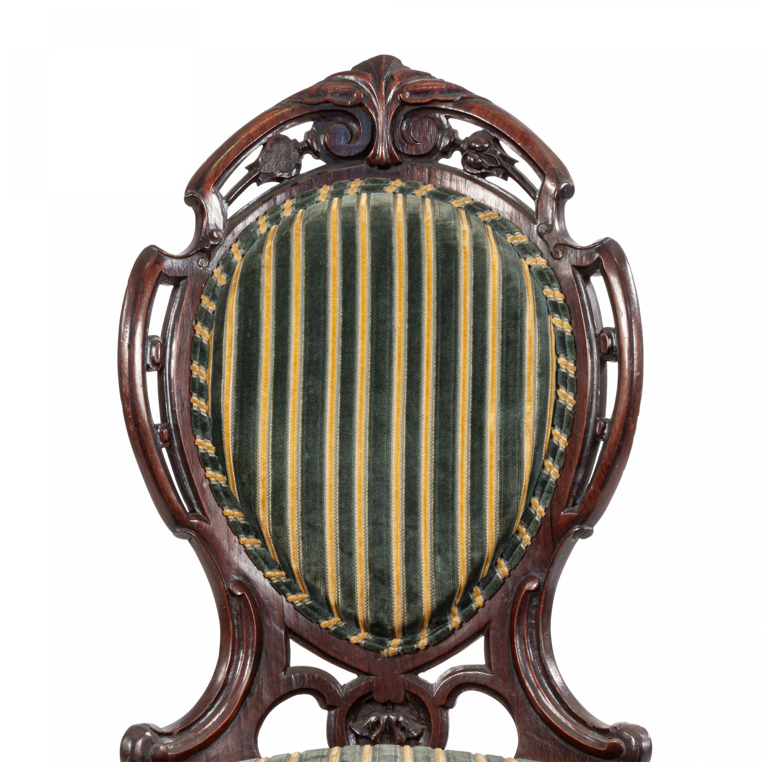 American Victorian Laminated Striped Side Chair In Good Condition For Sale In New York, NY