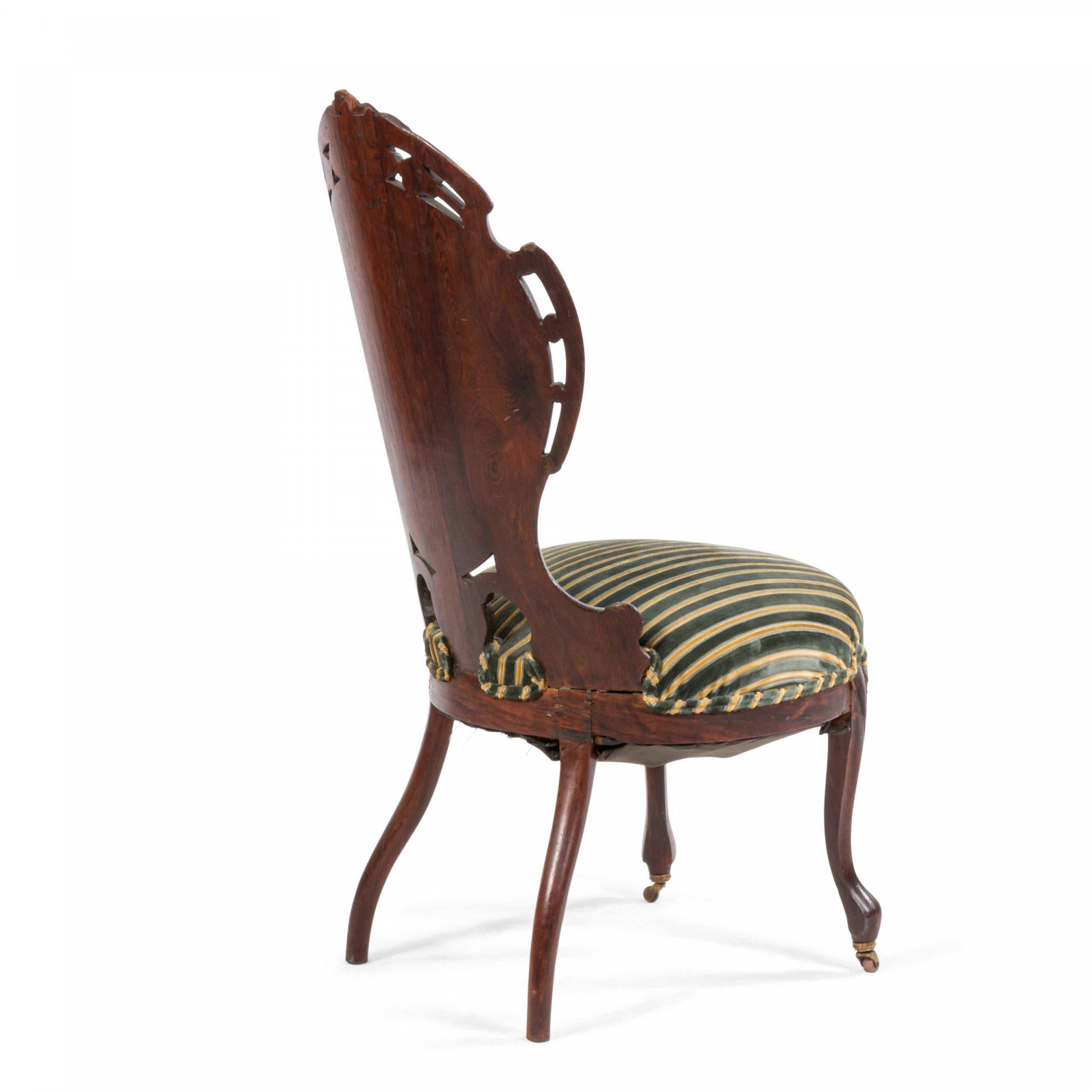 19th Century American Victorian Laminated Striped Side Chair For Sale