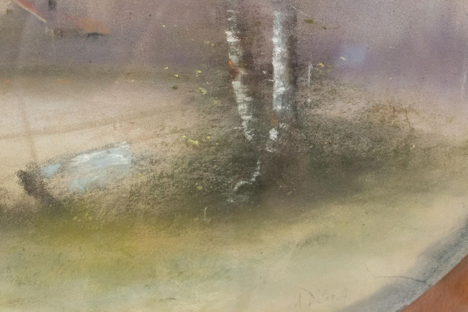 Vittoriano Paesaggio vittoriano americano di alberi di betulla con casa in vendita