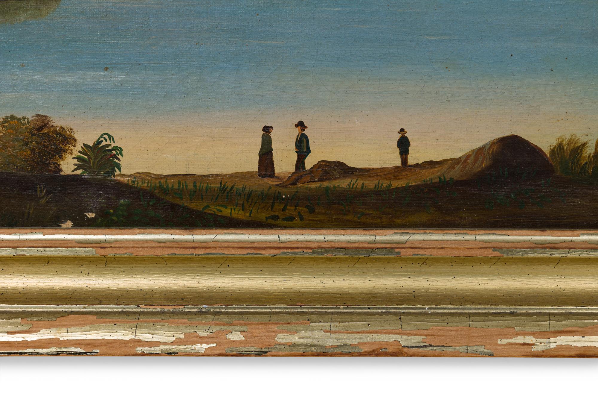 19th Century American Victorian Landscape of House by a Stream For Sale