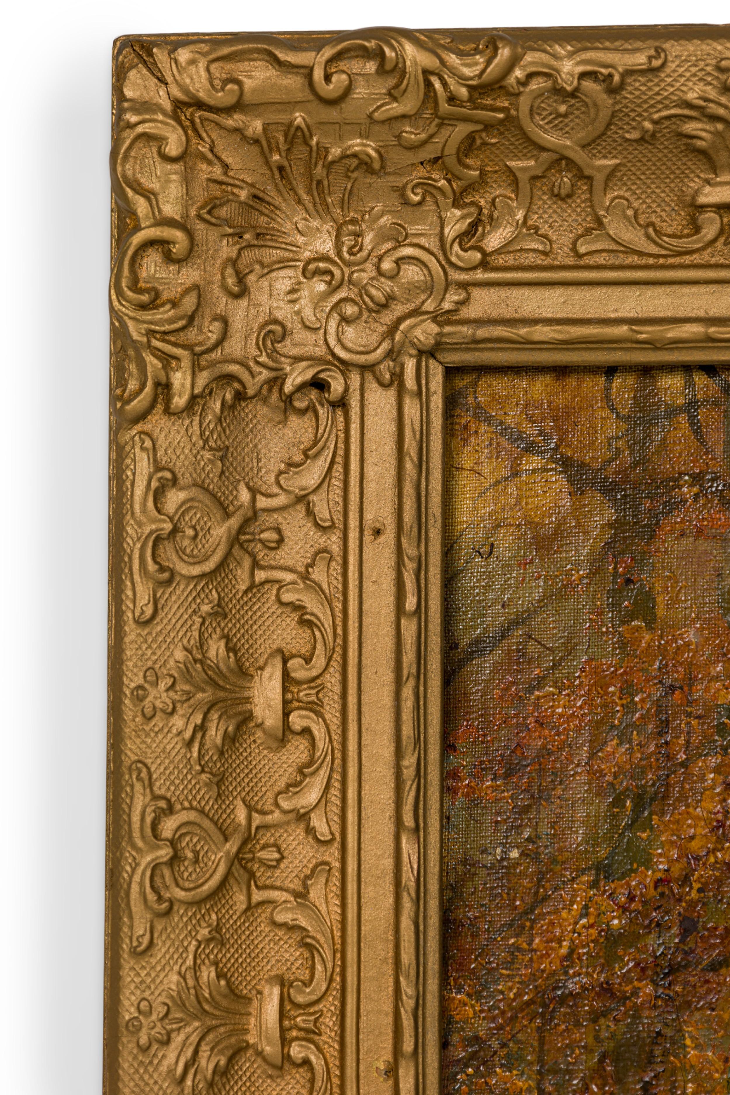 Dipinto a mano Paesaggio vittoriano americano raffigurante una scena di foresta autunnale in vendita