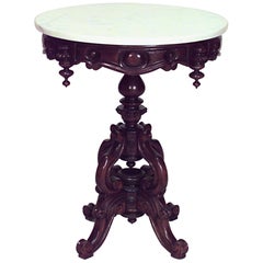 American Victorian Mahogany and White Marble Table