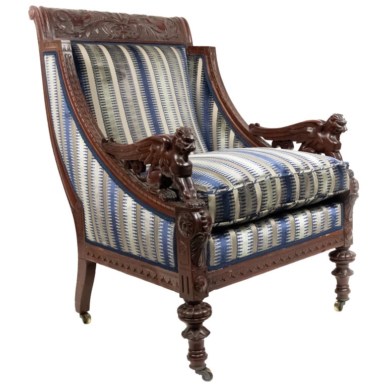 American Victorian Mahogany Arm Chair For Sale