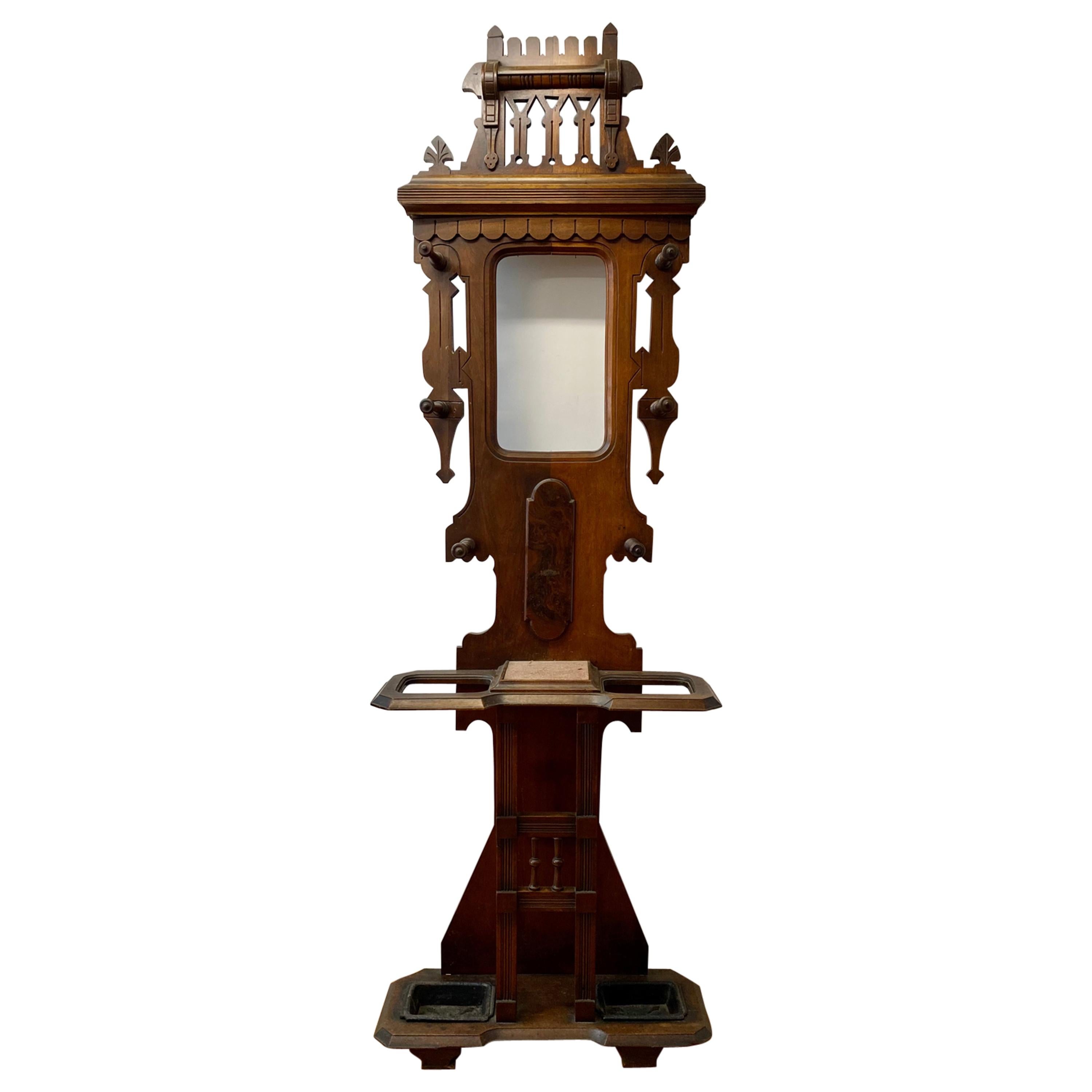 American Victorian Mahogany Hall Stand, C.1900 For Sale